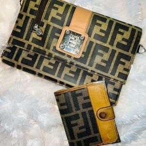 Vintage Fendi Clutch/Crossbody & Fendi card holder (Authentic)